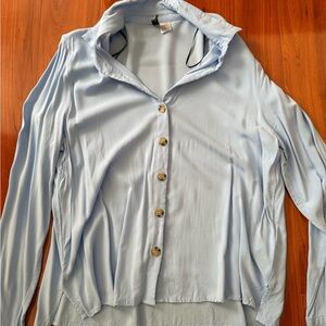h&m blue button top